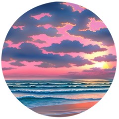 Sunset Over The Beach Wooden Bottle Opener (round)