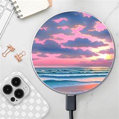 Sunset Over The Beach Wireless Fast Charger(white) by GardenOfOphir