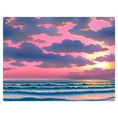 Sunset Over The Beach Premium Plush Fleece Blanket (extra Small) by GardenOfOphir