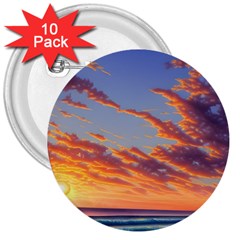 Summer Sunset Over Beach 3  Buttons (10 Pack)  by GardenOfOphir