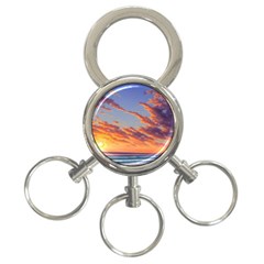 Summer Sunset Over Beach 3-ring Key Chain by GardenOfOphir