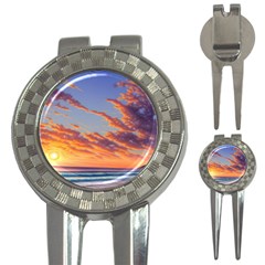 Summer Sunset Over Beach 3-in-1 Golf Divots by GardenOfOphir