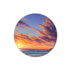 Summer Sunset Over Beach Magnet 3  (round) by GardenOfOphir