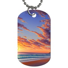 Summer Sunset Over Beach Dog Tag (one Side) by GardenOfOphir