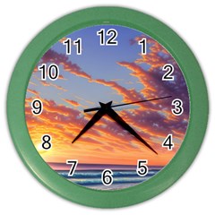 Summer Sunset Over Beach Color Wall Clock by GardenOfOphir