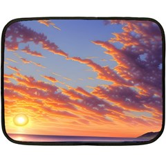 Summer Sunset Over Beach Fleece Blanket (mini) by GardenOfOphir