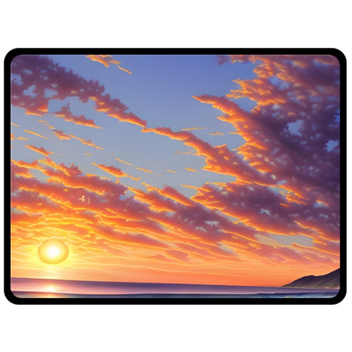 Summer Sunset Over Beach One Side Fleece Blanket (Large)