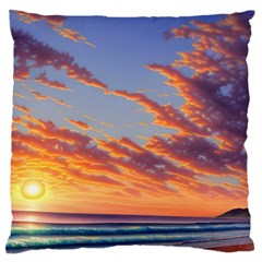 Summer Sunset Over Beach Large Cushion Case (one Side) by GardenOfOphir