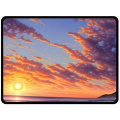 Summer Sunset Over Beach Fleece Blanket (large) by GardenOfOphir