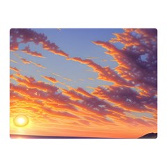 Summer Sunset Over Beach Premium Plush Fleece Blanket (mini) by GardenOfOphir