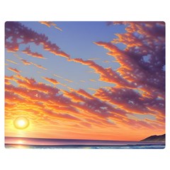 Summer Sunset Over Beach Premium Plush Fleece Blanket (medium) by GardenOfOphir