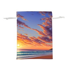 Summer Sunset Over Beach Lightweight Drawstring Pouch (m) by GardenOfOphir