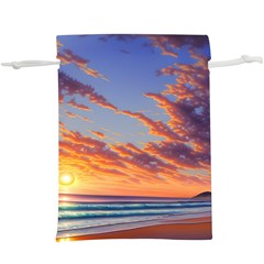 Summer Sunset Over Beach Lightweight Drawstring Pouch (xl) by GardenOfOphir