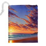 Summer Sunset Over Beach Drawstring Pouch (4XL) Back