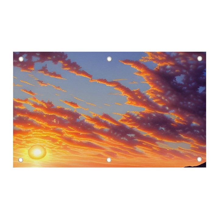 Summer Sunset Over Beach Banner and Sign 5  x 3 