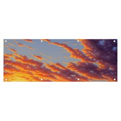 Summer Sunset Over Beach Banner And Sign 8  X 3  by GardenOfOphir