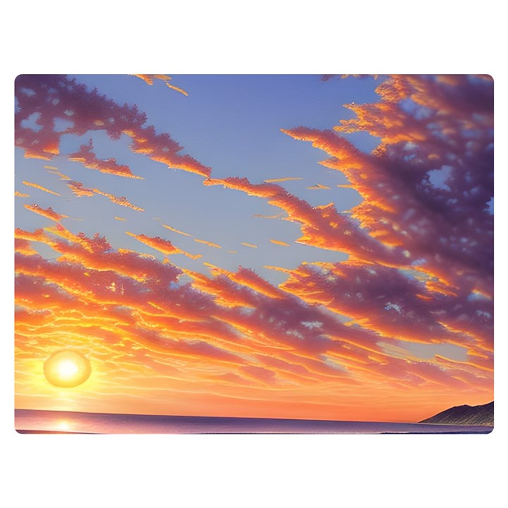 Summer Sunset Over Beach Premium Plush Fleece Blanket (Extra Small)