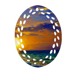 Nature Sunset Oval Filigree Ornament (two Sides) by GardenOfOphir