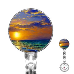 Nature Sunset Stainless Steel Nurses Watch by GardenOfOphir