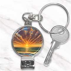 Waves At Sunset Nail Clippers Key Chain by GardenOfOphir