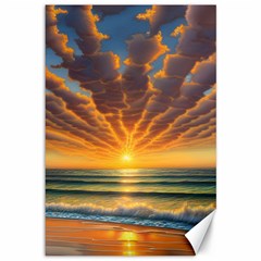 Waves At Sunset Canvas 12  X 18  by GardenOfOphir