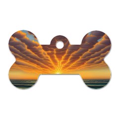 Waves At Sunset Dog Tag Bone (one Side) by GardenOfOphir