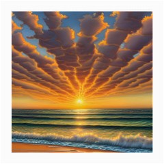 Waves At Sunset Medium Glasses Cloth (2 Sides) by GardenOfOphir