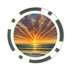 Waves At Sunset Poker Chip Card Guard by GardenOfOphir