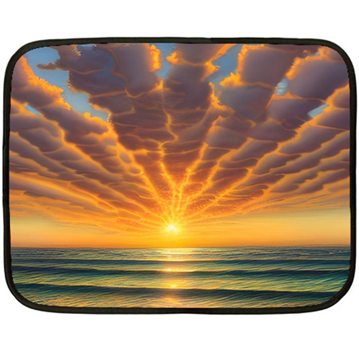 Waves At Sunset One Side Fleece Blanket (Mini)