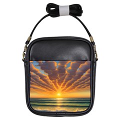 Waves At Sunset Girls Sling Bag by GardenOfOphir