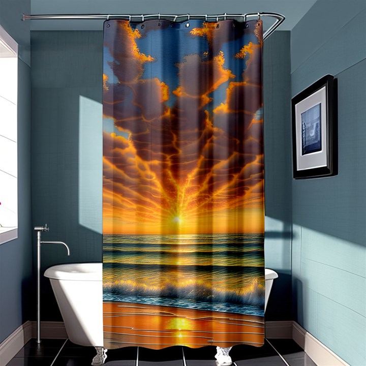 Waves At Sunset Shower Curtain 36  x 72  (Stall) 