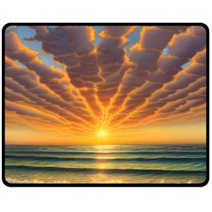 Waves At Sunset Fleece Blanket (medium) by GardenOfOphir