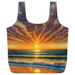 Waves At Sunset Full Print Recycle Bag (xl) by GardenOfOphir