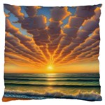 Waves At Sunset Large Premium Plush Fleece Cushion Case (One Side) Front