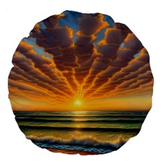 Waves At Sunset Large 18  Premium Flano Round Cushions by GardenOfOphir