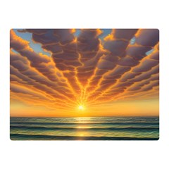 Waves At Sunset Premium Plush Fleece Blanket (mini) by GardenOfOphir