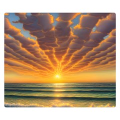 Waves At Sunset Premium Plush Fleece Blanket (small) by GardenOfOphir