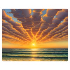 Waves At Sunset Premium Plush Fleece Blanket (medium) by GardenOfOphir