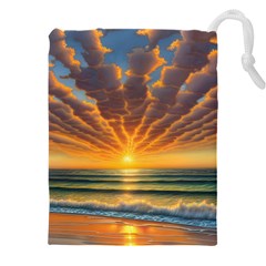 Waves At Sunset Drawstring Pouch (4xl) by GardenOfOphir