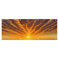 Waves At Sunset Banner And Sign 8  X 3  by GardenOfOphir