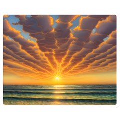 Waves At Sunset One Side Premium Plush Fleece Blanket (medium) by GardenOfOphir