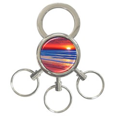 Golden Sunset Over Beach 3-ring Key Chain by GardenOfOphir