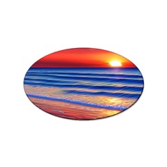 Golden Sunset Over Beach Sticker (oval) by GardenOfOphir