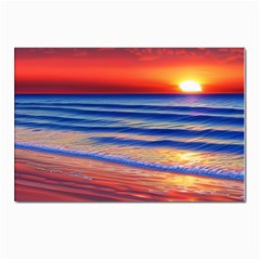 Golden Sunset Over Beach Postcards 5  X 7  (pkg Of 10) by GardenOfOphir