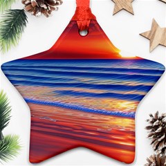 Golden Sunset Over Beach Star Ornament (two Sides) by GardenOfOphir