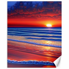 Golden Sunset Over Beach Canvas 16  X 20  by GardenOfOphir