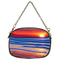 Golden Sunset Over Beach Chain Purse (one Side) by GardenOfOphir