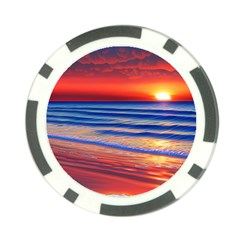 Golden Sunset Over Beach Poker Chip Card Guard (10 Pack) by GardenOfOphir