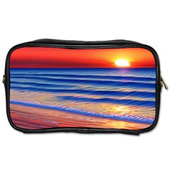 Golden Sunset Over Beach Toiletries Bag (two Sides) by GardenOfOphir