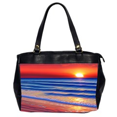 Golden Sunset Over Beach Oversize Office Handbag (2 Sides) by GardenOfOphir